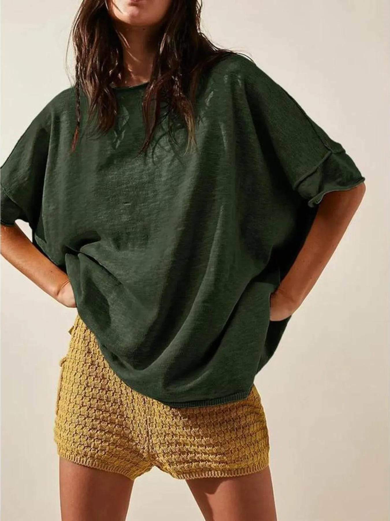 Oversized Round Neck Drop-Shoulder T-Shirt Army Green Trendsi d22ea51f199f45f499c8fa81eb2b8111-Max-Origin