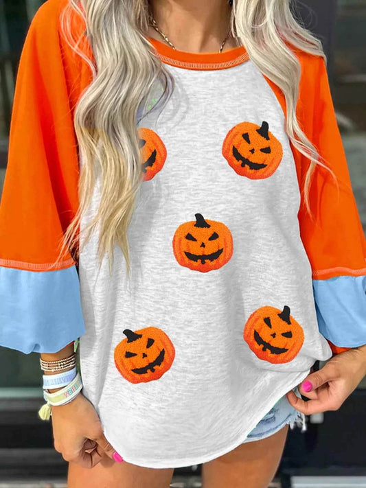 Halloween Pumpkin Print Long Sleeve T-Shirt Light Gray Trendsi d2459092fded49fcbdd4f0e7fee2758b-Max-Origin