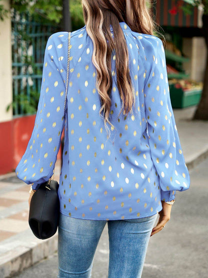 Devine Mock Neck Cutout Lantern Sleeve Blouse Trendsi d26bb09272244b90a588212b3086e2dd-Max