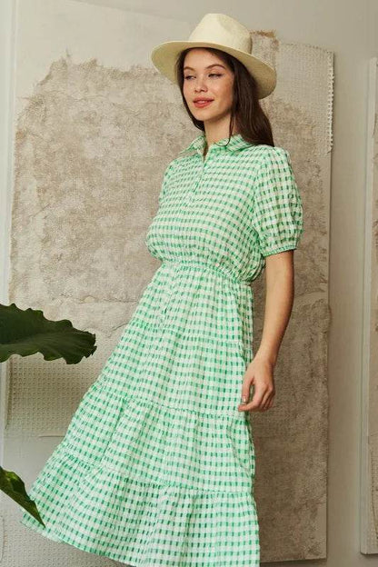 Davi & Dani Checkered Puff Sleeve Tiered Shirt Dress Trendsi d275b32d4439439eb1077d4c11ff58f8-Max-Origin