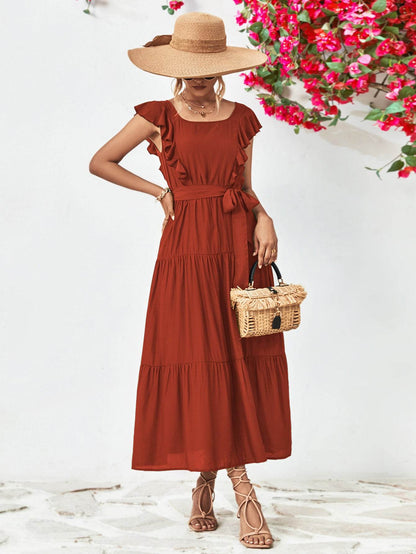 Tie Belt Ruffled Tiered Dress Trendsi d277ed4a3c4444fcbcded13cbbdba092-Max