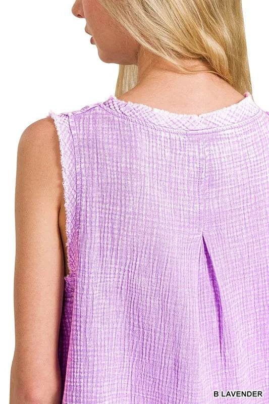Zenana Double Gauze Raw Edge Acid Washed Tank Trendsi d298a5534905440db9114ad075299e01-Max-Origin
