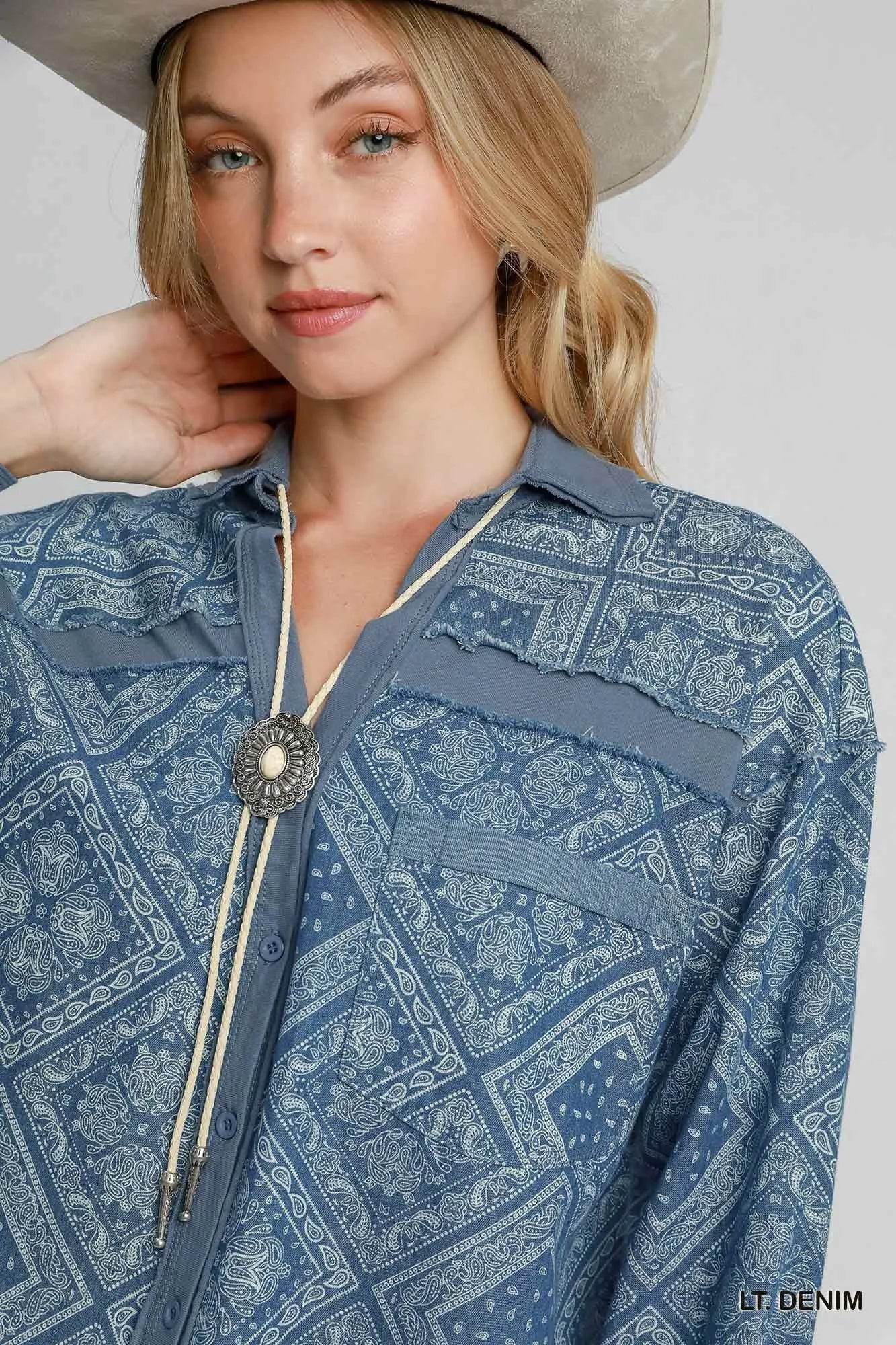 Umgee Paisley Print Denim Shirt Jacket Trendsi d2d73ff6-60de-410c-af67-fdd93719596c-Max-Origin_77eb849a-7eab-4eb8-a72f-1dc1d3c8a7c9