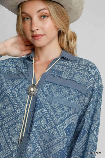 Umgee Paisley Print Denim Shirt Jacket Trendsi d2d73ff6-60de-410c-af67-fdd93719596c-Max-Origin_77eb849a-7eab-4eb8-a72f-1dc1d3c8a7c9