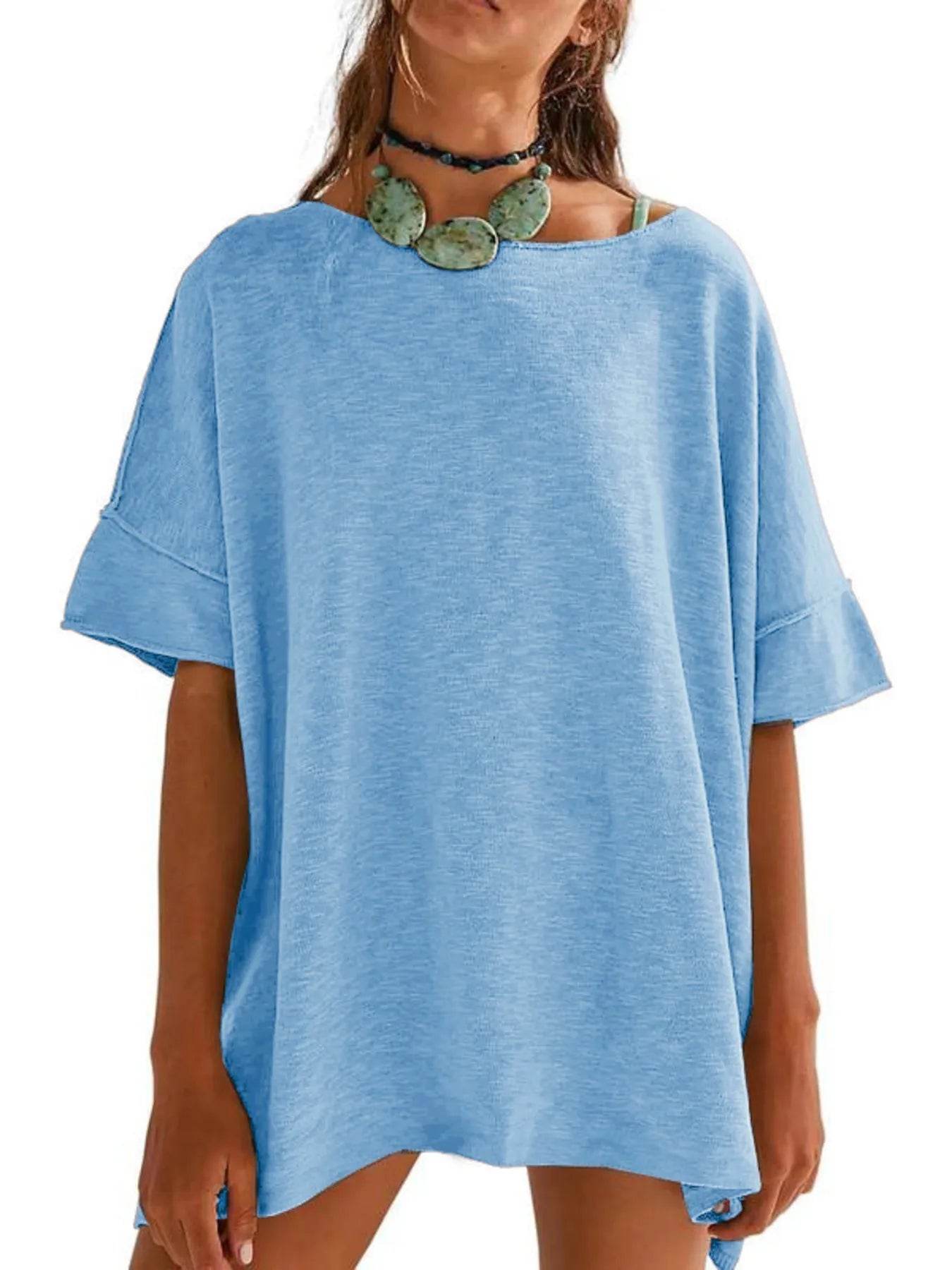 Oversized Round Neck Drop-Shoulder T-Shirt Light Blue Trendsi d2de27a8cace4cb8ac235abf92eb7a2c-Max-Origin
