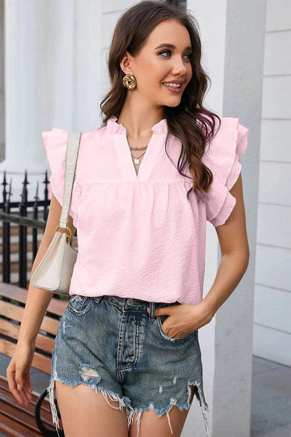 Notched Neck Butterfly Sleeve Blouse Blush Pink Trendsi d2eab0cd-3036-4bf8-94c1-0db8cb9d4229-Max