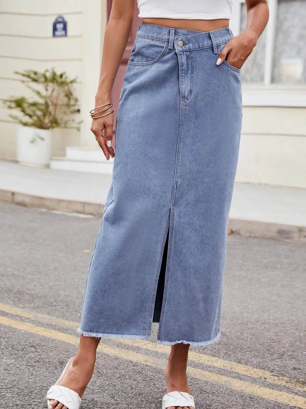 Slit Asymmetrical Waist Denim Skirt Trendsi d3271bd6-a735-4ec0-848d-d780f8779f06-Max