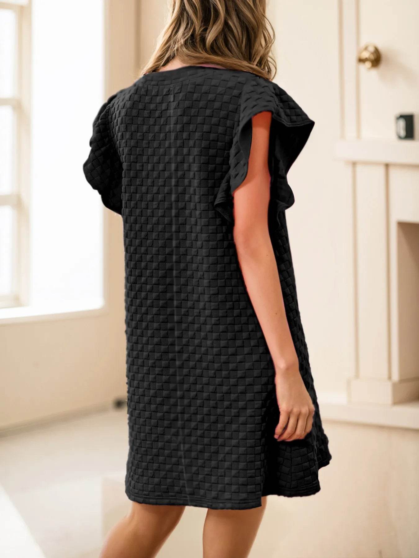 Textured Ruffle Sleeve Casual Summer Dress Trendsi d362f48134c9488a84e56cd42dae78a0-Max-Origin