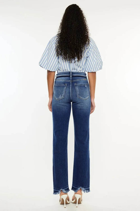 Kancan High Rise Distressed Slim Straight Jeans Trendsi d39cc918-1376-4a2b-ad26-6fe6bca47acc-Max