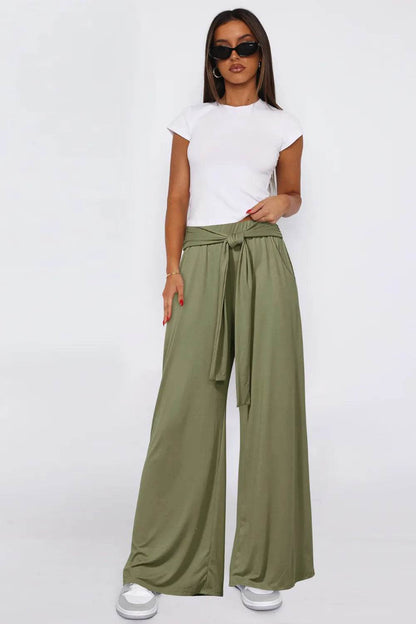 Tied Wide Leg Pants with Pockets Moss Trendsi d3a7375d-59fa-440d-b7fe-0f308b414aaf-Max