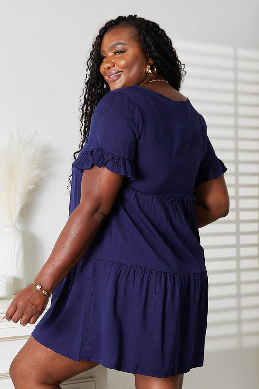 Mandy V-Neck Flounce Sleeve Tiered Dress Trendsi d3d3a2c8af104b108b41c730d21ad5c6-Max