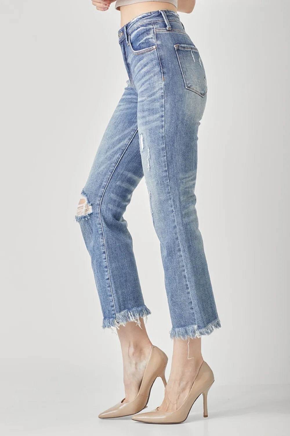 RISEN High Waist Distressed Cropped Bootcut Jeans Trendsi d3d8fab9-0741-4212-9155-3366c2b1dfcf-Max