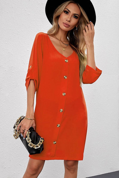 Buttoned V-Neck Dress Trendsi d3db3b3deb2d42699e653d947af38be9-Max