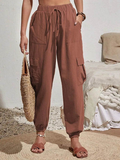 Drawstring Joggers with Cargo Pockets Brown Trendsi d3f3db54-3eab-437d-998a-ebc3b6cbd24c-Max