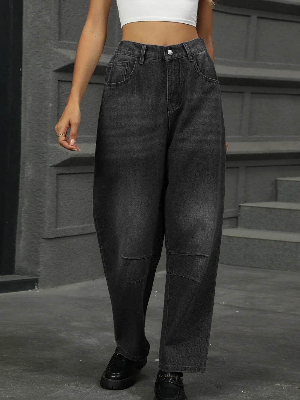 Half Elastic Waist Straight Leg Jeans Trendsi d4067f94-50d1-4e86-8e39-31bc029b38c8-Max