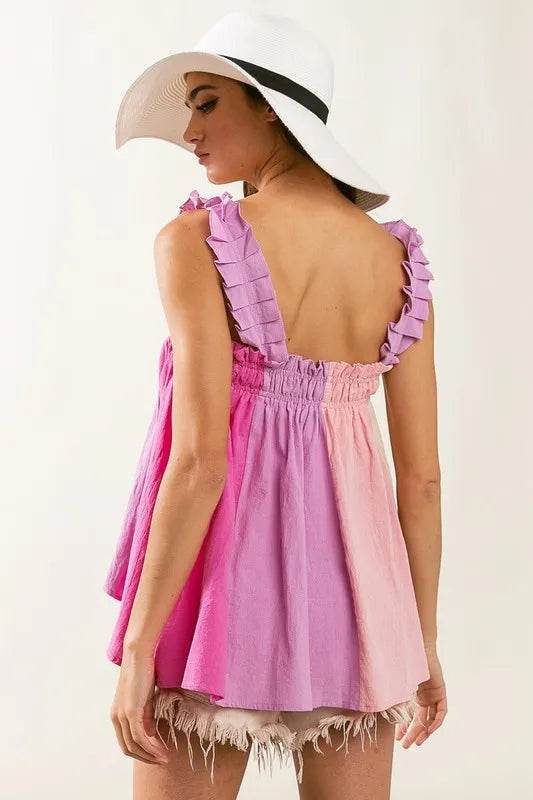BiBi Frill Shoulder Strap Color Block Bodice Top Trendsi d471bce2-04cc-4783-b0d4-ba9dee40fb6a-Max-Origin