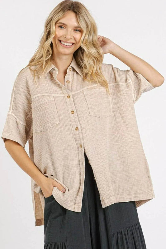 Mittoshop Mineral Wash Gauze Oversized Short Sleeve Shirt Sand Trendsi d474ae11-5935-4278-8a78-b4c0975fa0c7-Max