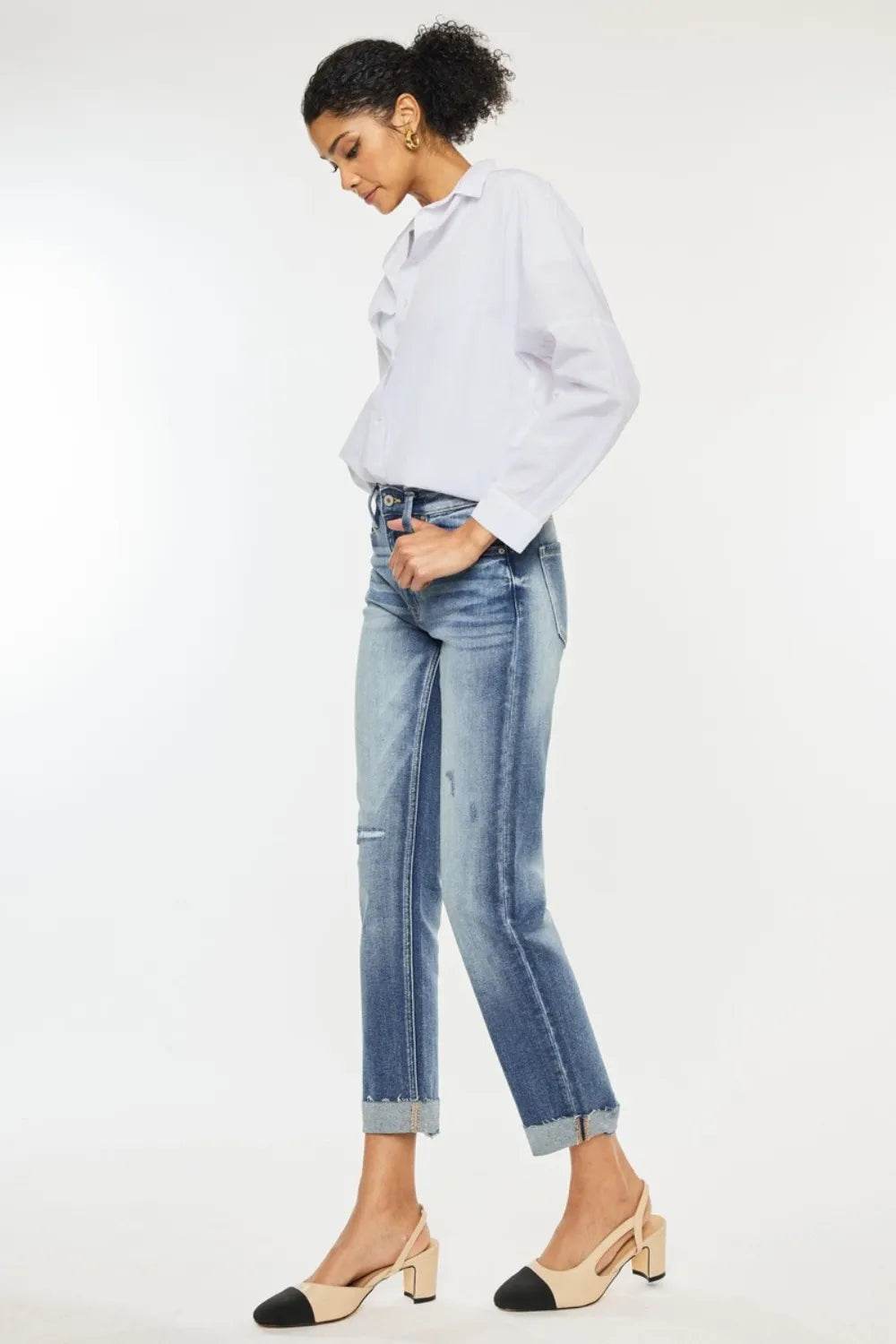 Kancan High Rise Cuffed Straight Jeans Trendsi d4a64eab-9b58-4e14-bb66-31d3bcbfd1d3-Max