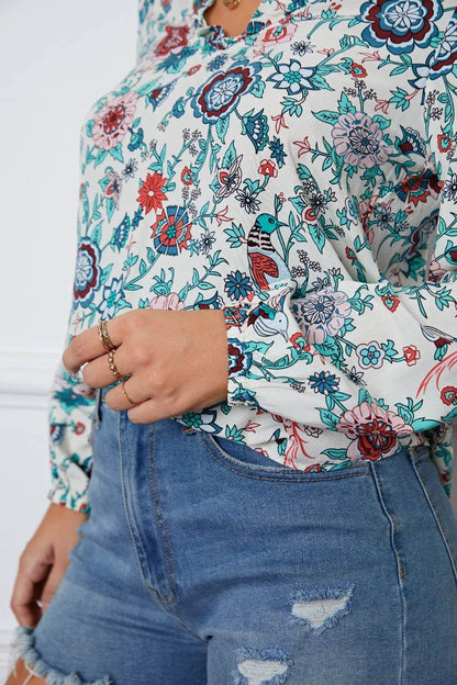Floral Notched Long Sleeve Blouse Trendsi d4b3c09f-6f5f-4429-b5ac-a2eb981d4eb7-Max