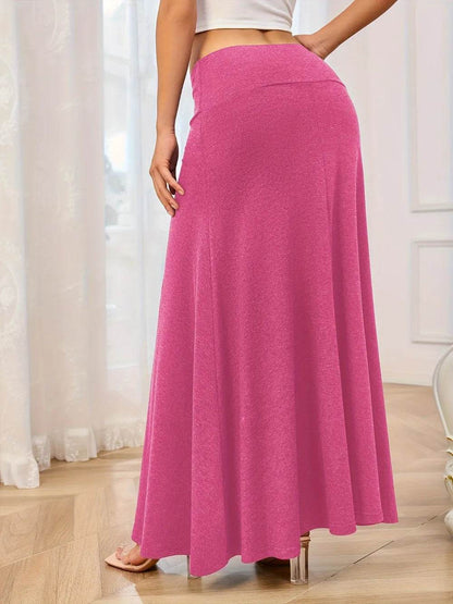 Solid Elastic Waist Maxi Skirt Trendsi d5324a10-54ed-4dd5-9d7c-97af5e7db4b9-Max