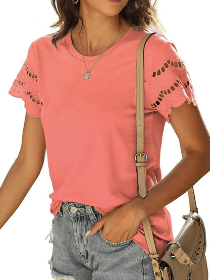 Round Neck Short Sleeve Casual T-Shirt Trendsi d57aa3d5e7d54eb1ab743bdaf1d2f946-Max-Origin