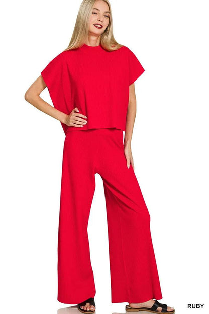 Zenana Viscose Sweater Short Sleeve Top and Pants Set RUBY Trendsi d596f2c5446e44abaeee853af5a09c5a-Max-Origin