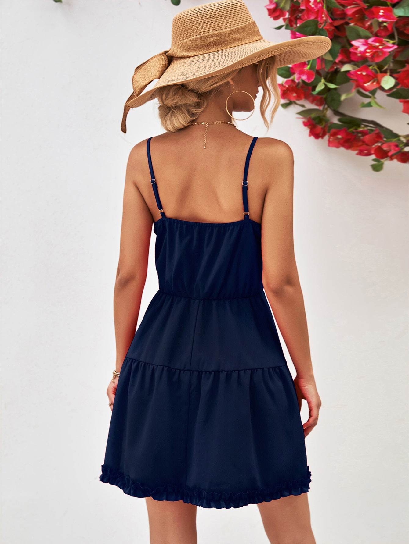 Frill Trim Spaghetti Strap Mini Dress Trendsi d5a34d87c499469aaa3ac55188b9051a-Max