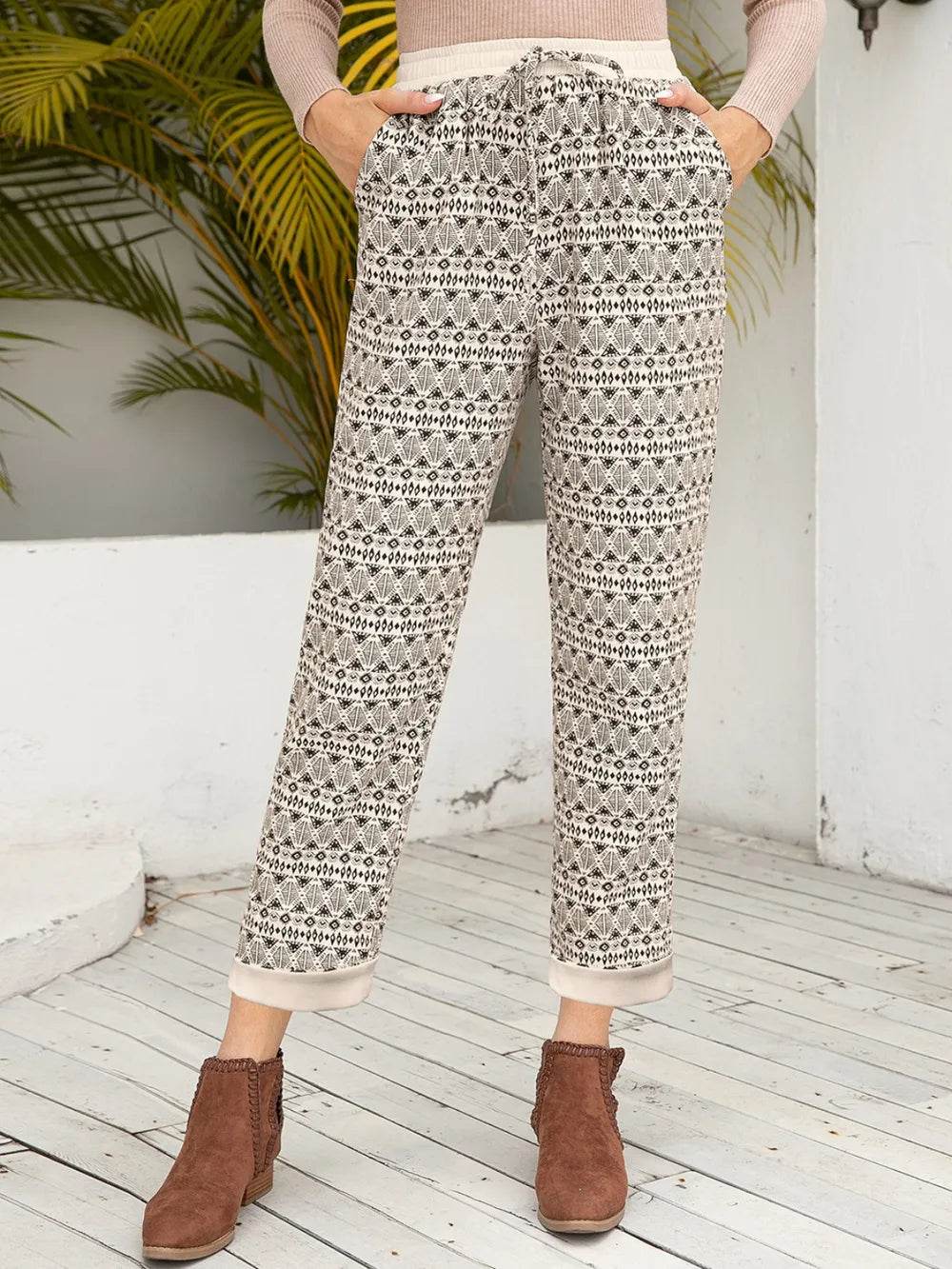 Ivy Lane Tied Printed Pants with Pockets Black Trendsi d5e36e2e-bf97-4ae0-ac34-9320259b2084-Max