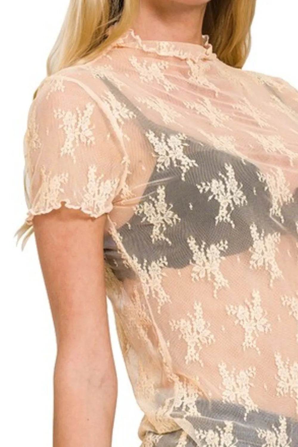 Zenana Lace See-through Layering Short Sleeve Top Trendsi d5e4b9bc-43de-49ad-9e7d-09765bba577c-Max-Origin