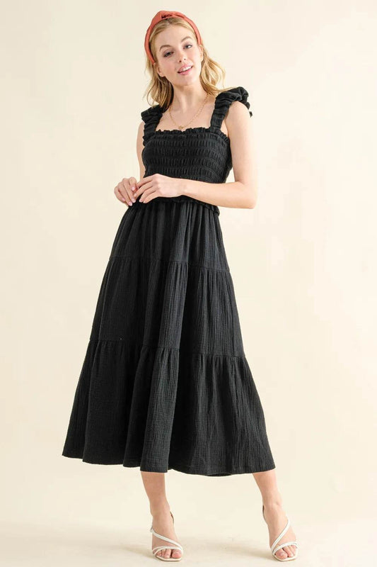 And The Why Smocked Ruffled Tiered Dress Black Trendsi d6027482-d301-49b6-98dc-dc48305096f2-Max