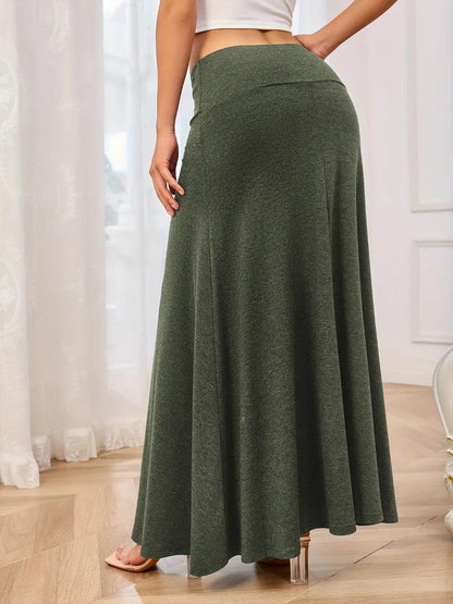 Solid Elastic Waist Maxi Skirt Trendsi d60fecaf-1df1-4317-90a9-bfb52d7b46c1-Max