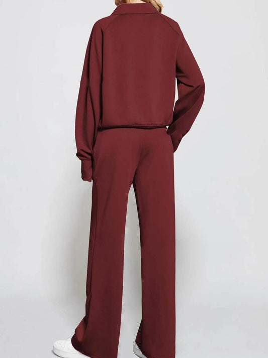 Half Zip Long Sleeve Top and Pants Set Trendsi d627ab32f05449489736ba3f5277c559-Max-Origin