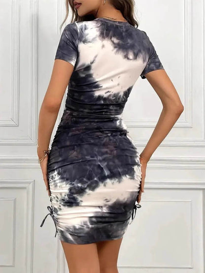 Drawstring Tie-Dye Round Neck Short Sleeve Dress Trendsi d639d705-c342-487f-93b2-71f070d518fc-Max-Origin