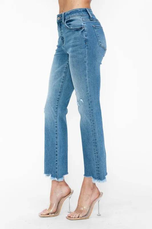 bytos Raw Hem Distressed Mid Rise Crop Jeans Trendsi d63ded34-8563-4eed-96d1-d2c1614fdee8-Max