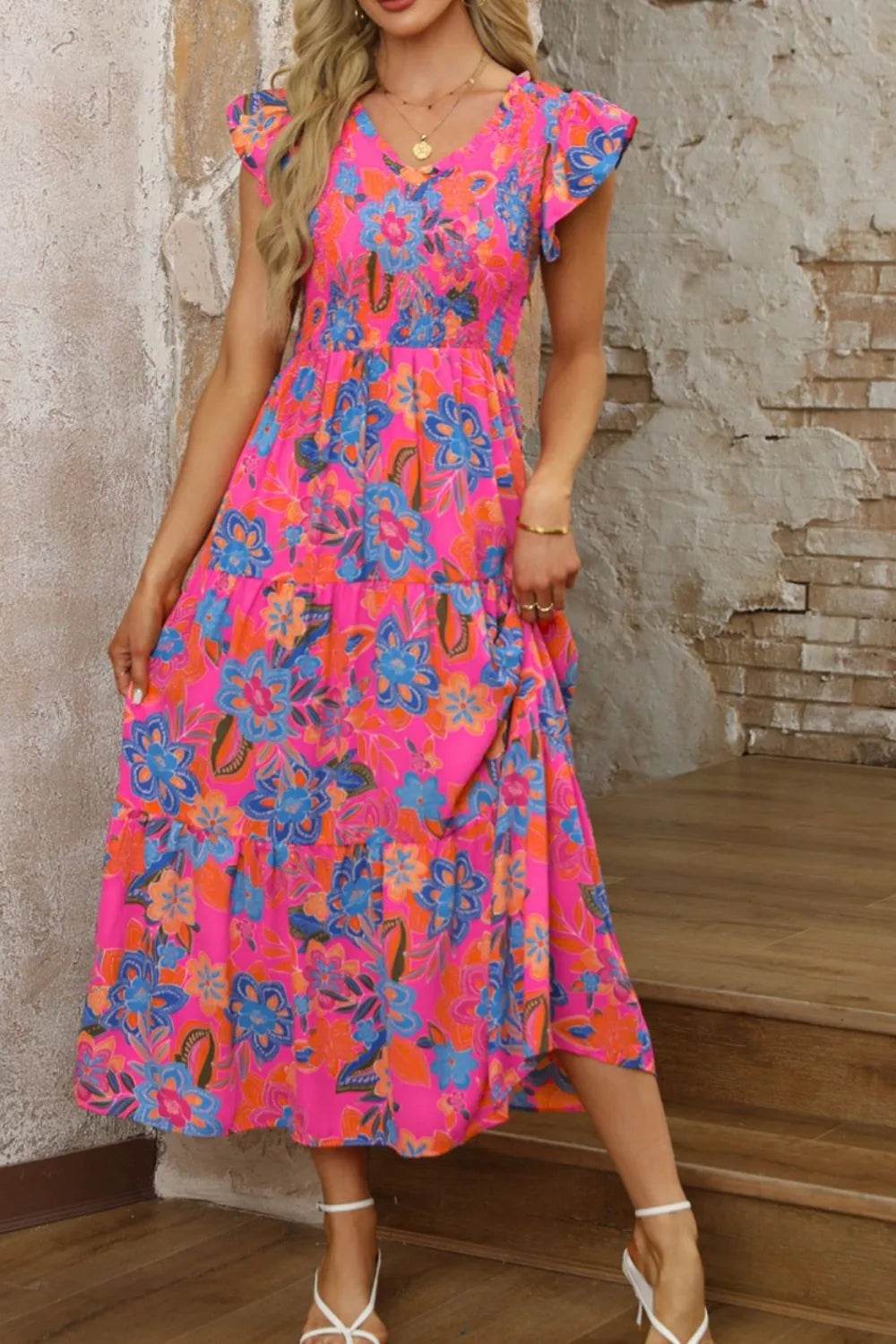 Boho Floral V Neck Ruffle Tiered Dress Trendsi d66b5574-8d40-4384-a53a-4ad120b34971-Max-Origin