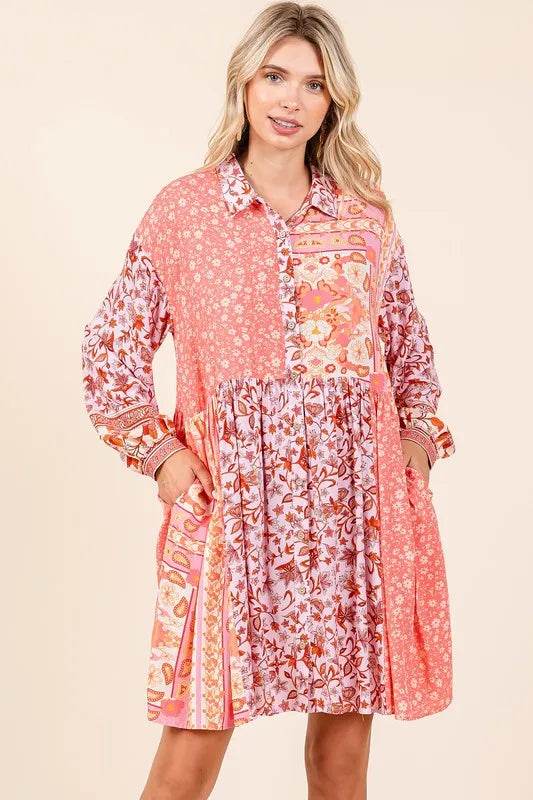 Mittoshop Floral Button Detail Long Sleeve Shirt Dress Trendsi d68e2834-3cf3-4571-847f-e36676a817c4-Max