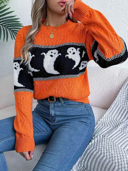 Ghost Round Neck Long Sleeve Sweater Trendsi d6d0b393-d548-4533-abbb-eda8b67daf8d-Max