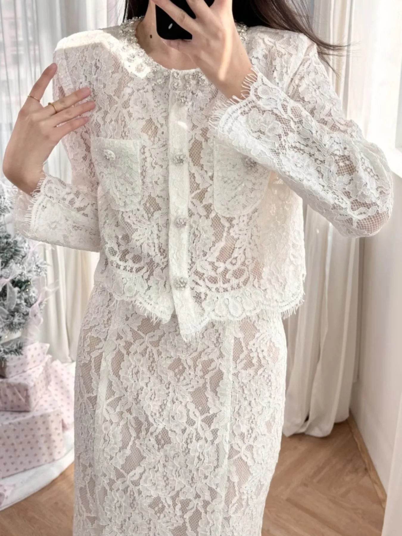 Lace Snap Down Top and Skirt Set Trendsi d6e100af-5d88-4e5a-bf6b-ebc7397e2520-Max-Origin