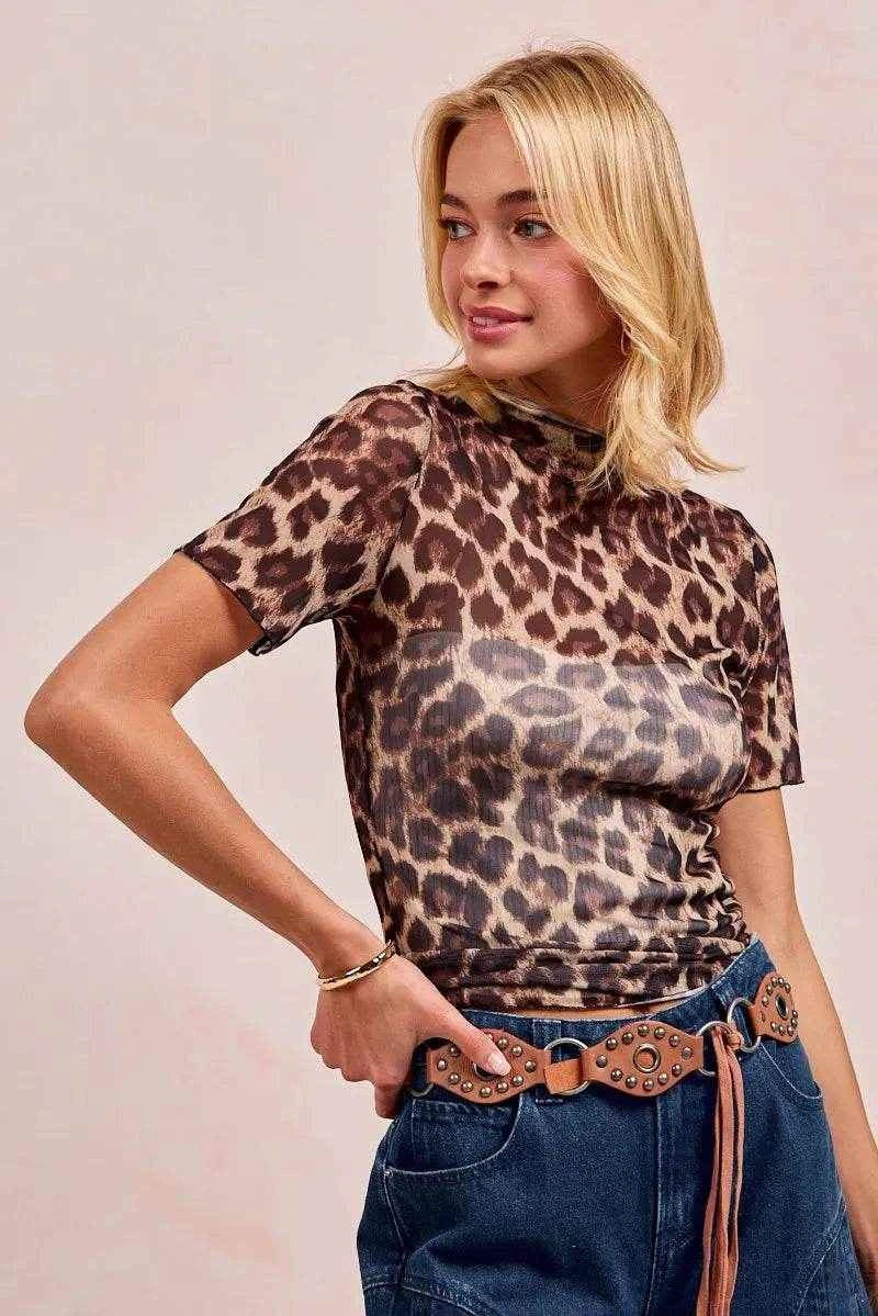 BiBi High Neck Leopard Mesh Short Sleeves Top Trendsi d6e3047c91b24cb9860e18cc5d921471-Max-Origin