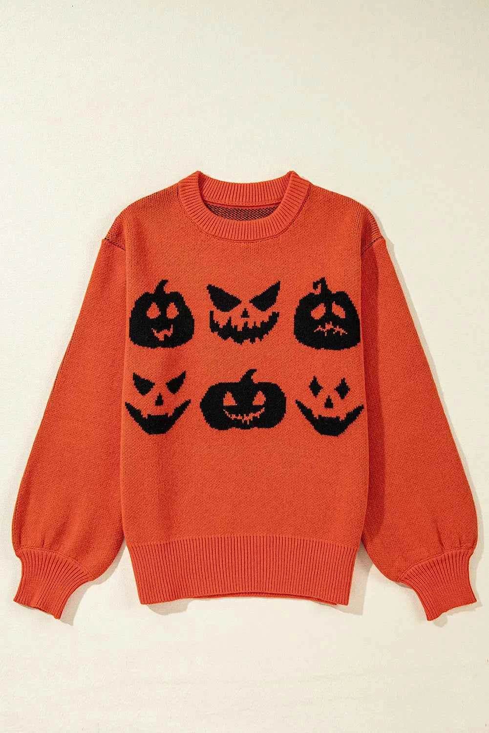 Pumpkin Pattern Round Neck Sweater Trendsi d70df9bf-b02e-4ebc-a666-247aaba248b0-Max