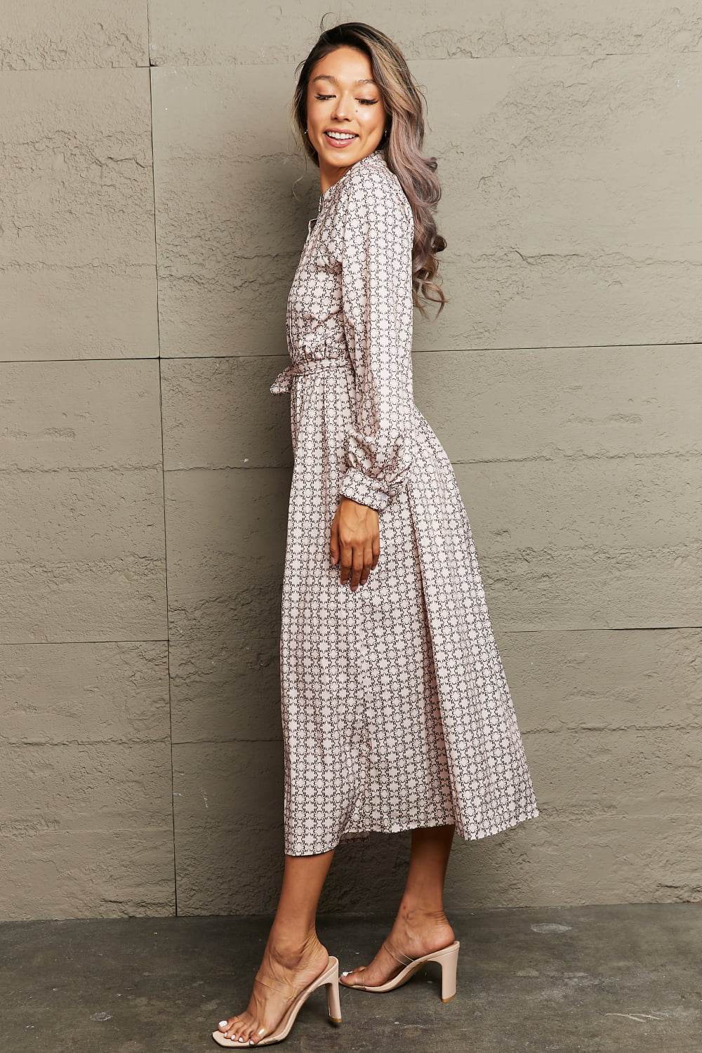 Perfee Printed Tie Waist Long Sleeve Dress Trendsi d73d4b869d3d492d88448b4e78c25ef0-Max
