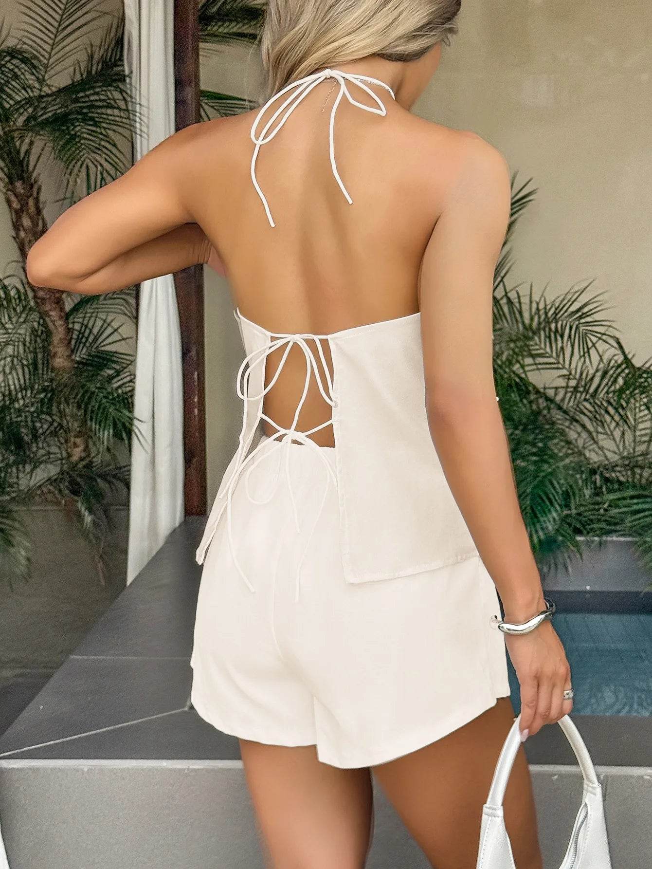Tied Front Halter Neck Cami and Shorts Set Trendsi d74cfb74-bbab-49fa-9514-c36abfe0b966-Max-Origin