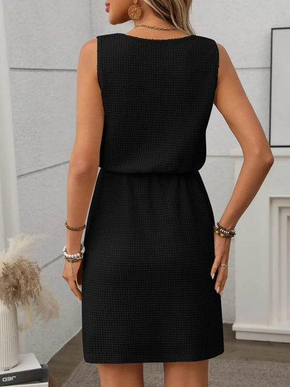 Waffle-Knit Drawstring Mini Tank Dress Trendsi d754e85c-385f-4340-bdf0-d319c3069916-Max