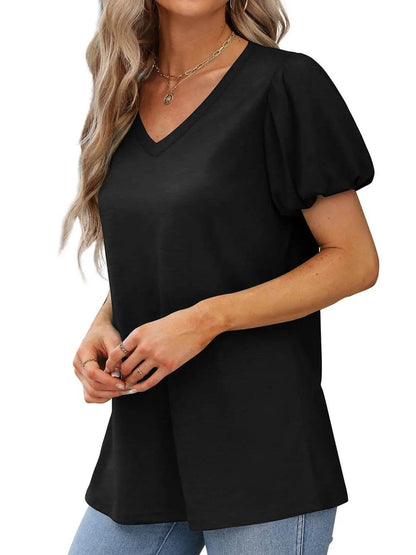 V-Neck Puff Sleeve Casual T-Shirt Trendsi d768a7dd5068445fba8e2c23d6828151-Max-Origin