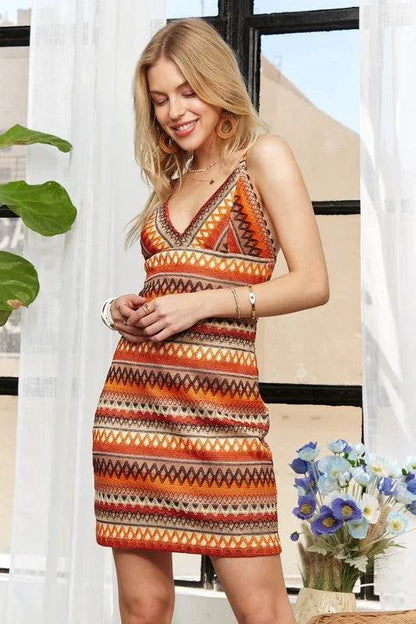 ADORA Contrast Striped V-Neck Mini Dress Trendsi d770d1a3-0322-4e45-97a6-edba0da1596b-Max