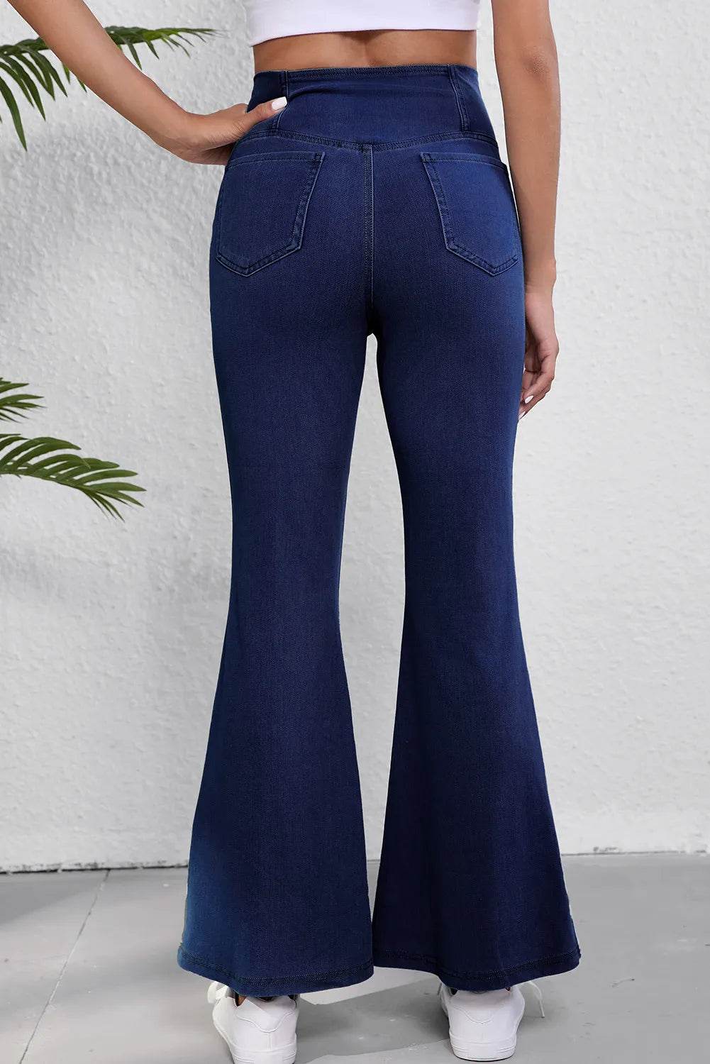 Asymmetric Waist Flare Jeans Trendsi d7bea2a3-38b4-4608-a9b8-d9018b7b9d58-Max