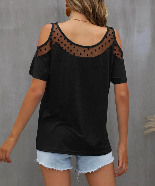 Cold Shoulder Mesh Polka Dot Top Trendsi d7c495b9-73e4-498d-92ea-db0b70031403-Max-Origin
