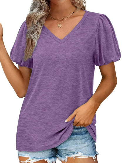 V-Neck Puff Sleeve Casual T-Shirt Purple Trendsi d7ea1ba837ec4a92a38cc29cc5f68c77-Max-Origin