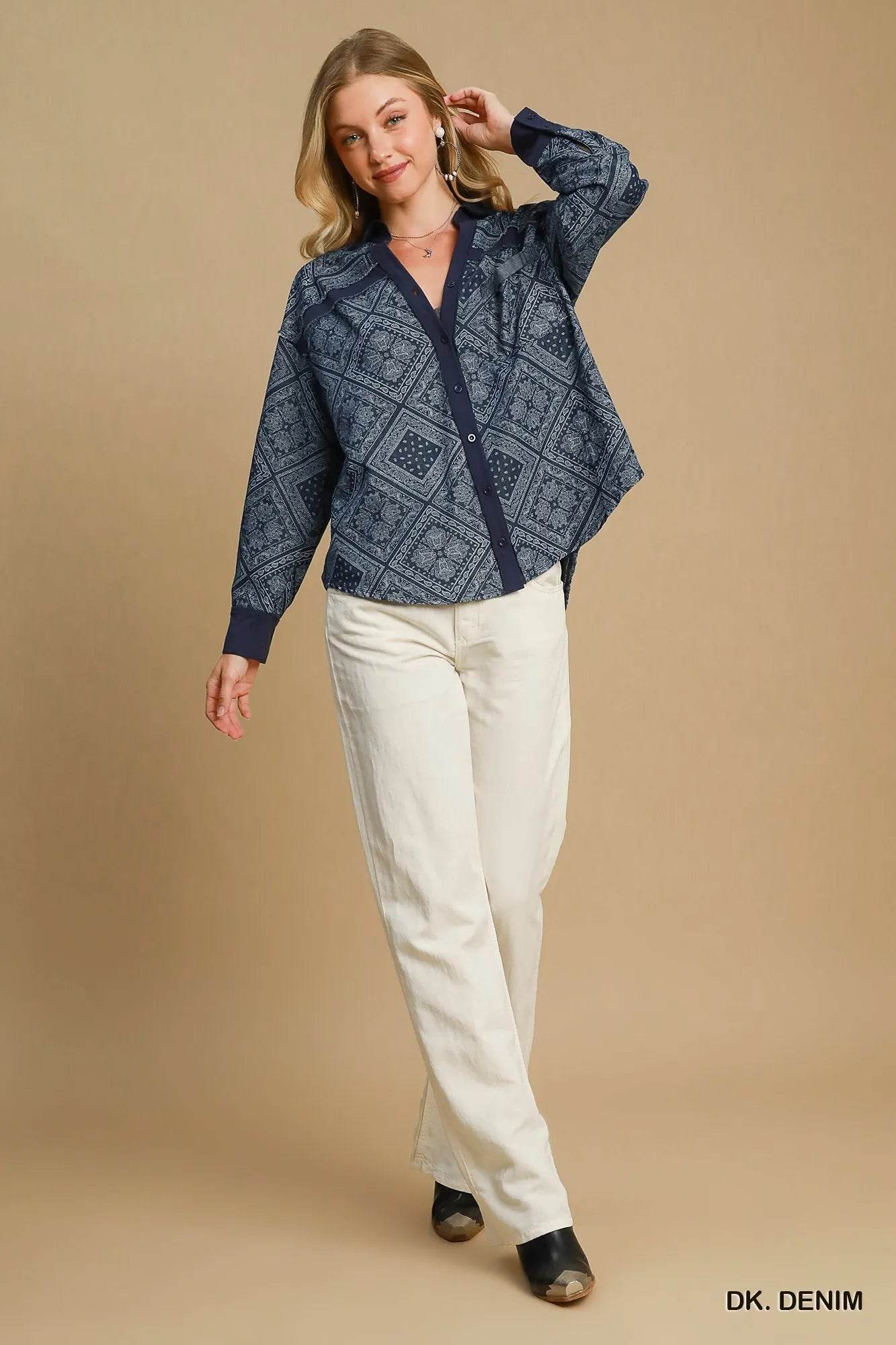 Umgee Paisley Print Denim Shirt Jacket Trendsi d7ff4285-2ef3-4e79-b6e3-aa91ee5ab394-Max-Origin
