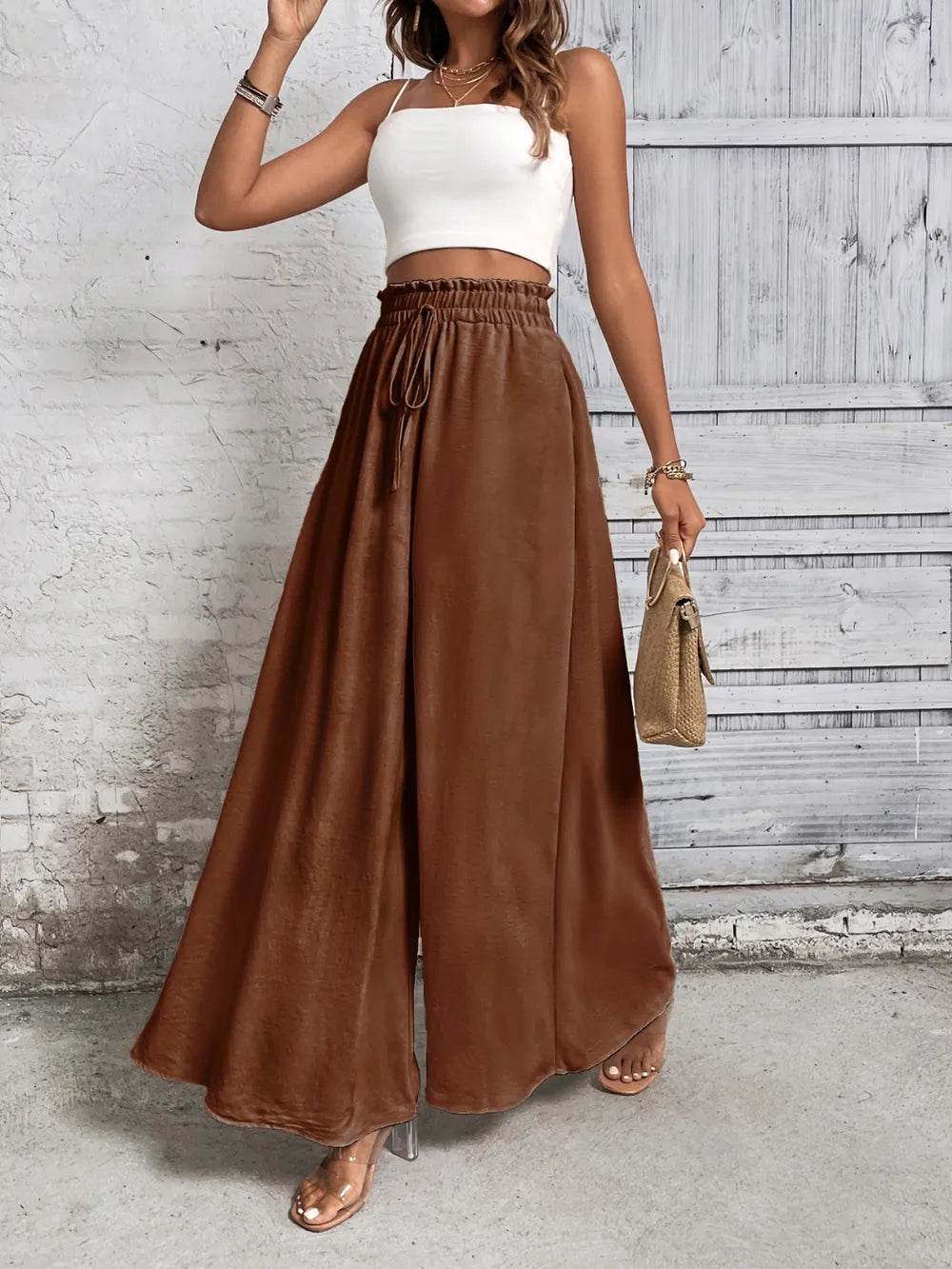 Honey Tied High Waist Wide Leg Pants Brown Trendsi d80c485e-9337-4042-b157-06a56a95c3a7-Max